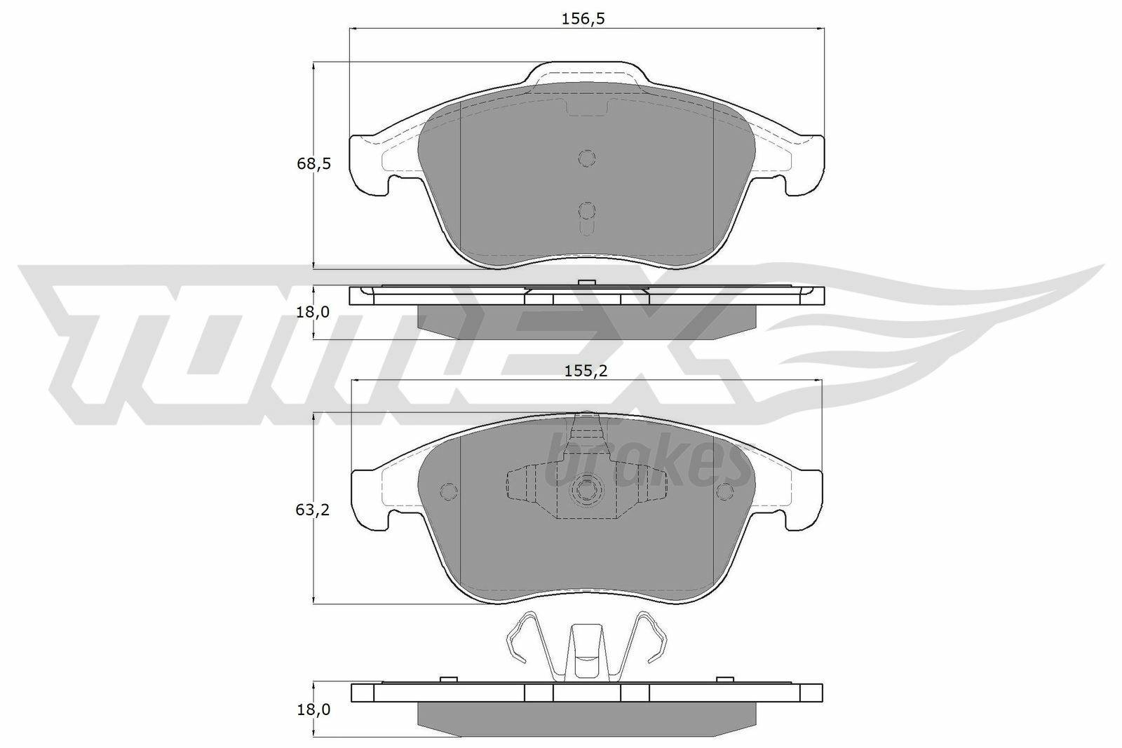 Sada brzdových destiček, kotoučová brzda TOMEX Brakes